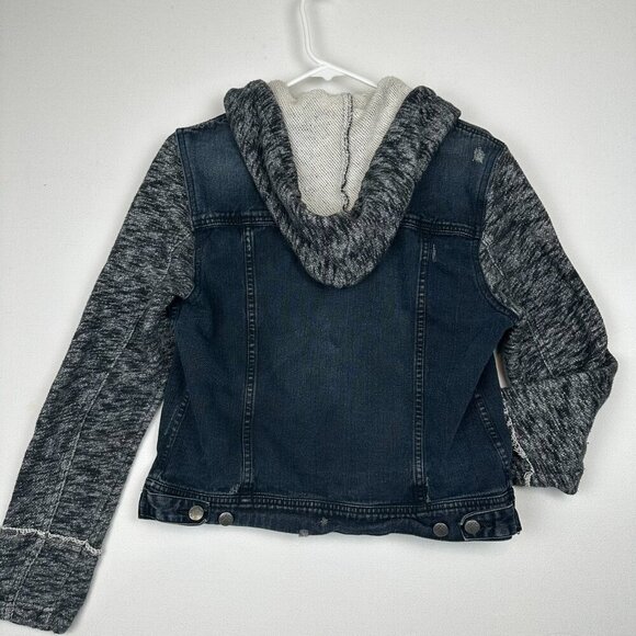 Free People Distresssed Denim Jacket Dark Blue Wash - Picture 2 of 7